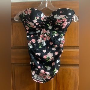 Victorias Secret Los Palmas Push Up Tankini Top NWT Black Floral 32DD